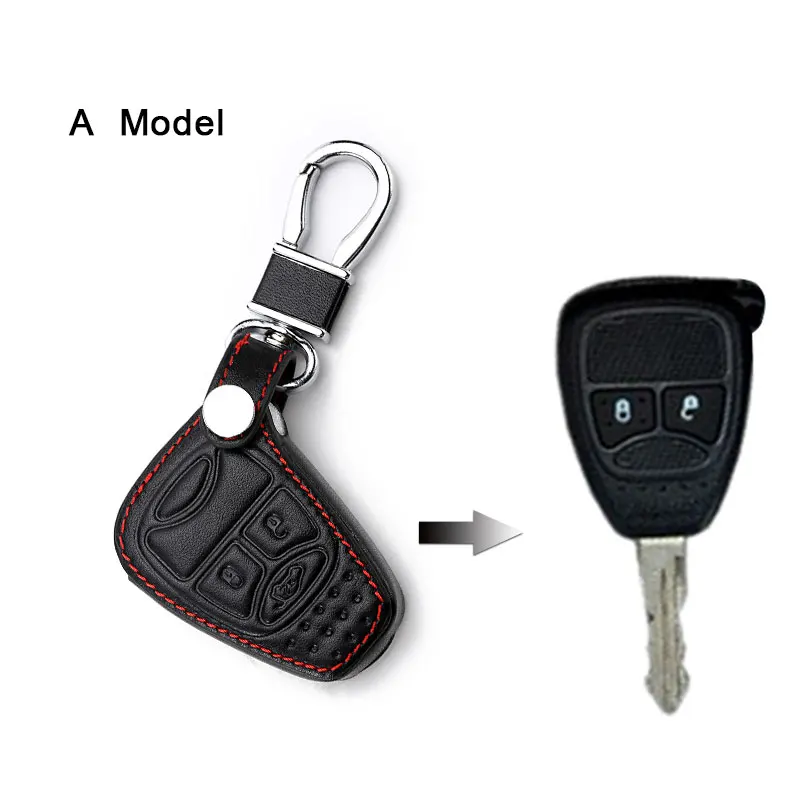 A Model Black Крышка смарт-ключа из натуральной кожи для Jeep Renegade Grand Cherokee Liberty Патриот Chrysler 200 300 автомобильный чехол для ключей - Название цвета: A Model Black