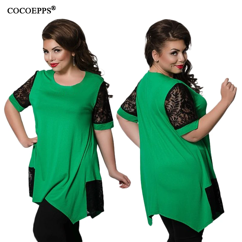 Летние кружевные женские футболки больших размеров повседневные топы s хит 2019