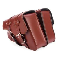 2 pcs motorcycle left right retro brown pu leather luggage side saddle bag toolbox for harley sportster xl883 xl1200