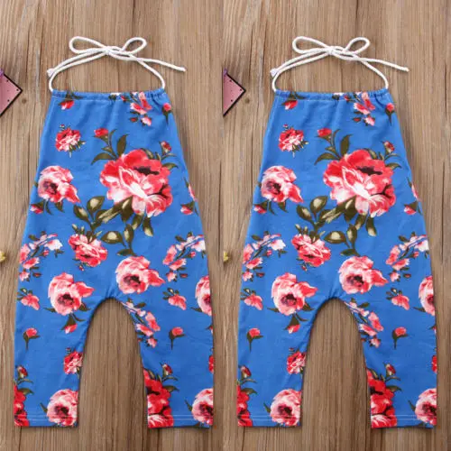 2018 Новый стиль детская одежда с цветочным рисунком для девочек комбинезон