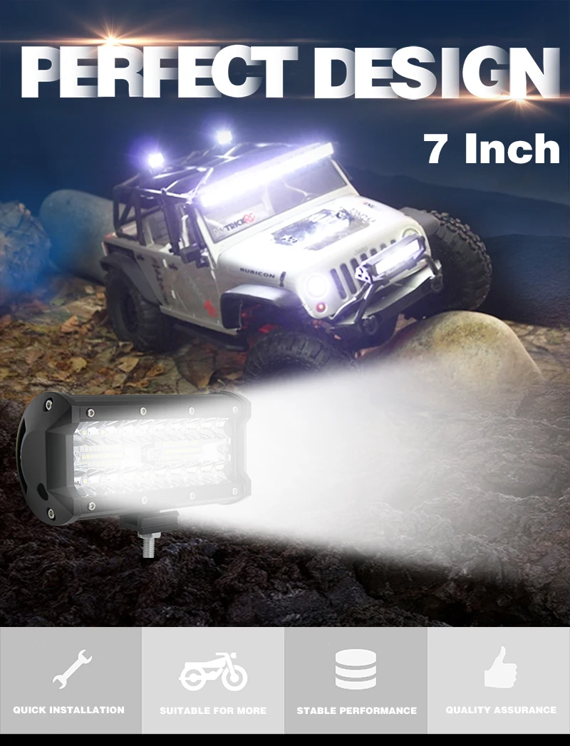 CO светильник 7 дюймов Offroad 120 Вт светодиодный рабочий светильник 3 ряда комбинированный прожектор авто светодиодный светильник для квадроцикла Lada Niva 4x4 лодка светодиодный бар 12V 24V