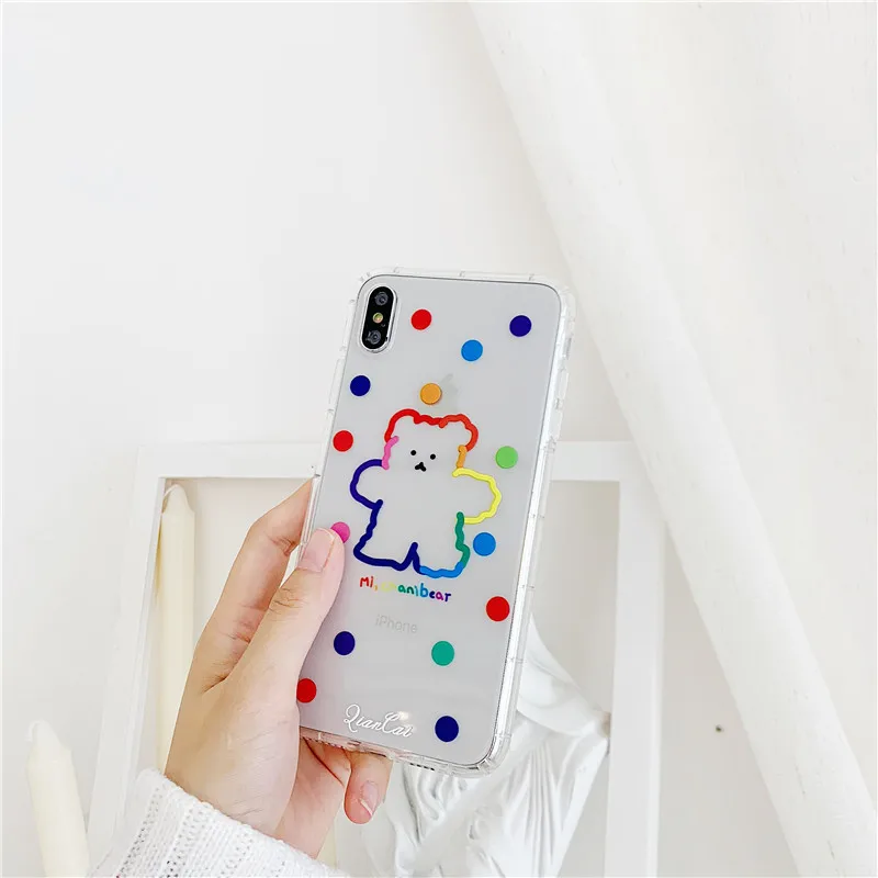 INS Корея милый чехол для телефона из Конфета медведь для iphone Xs MAX XR X 6 6s 7 8 plus супер языки пламени красный прозрачный мягкий ТПУ задняя крышка Fundas