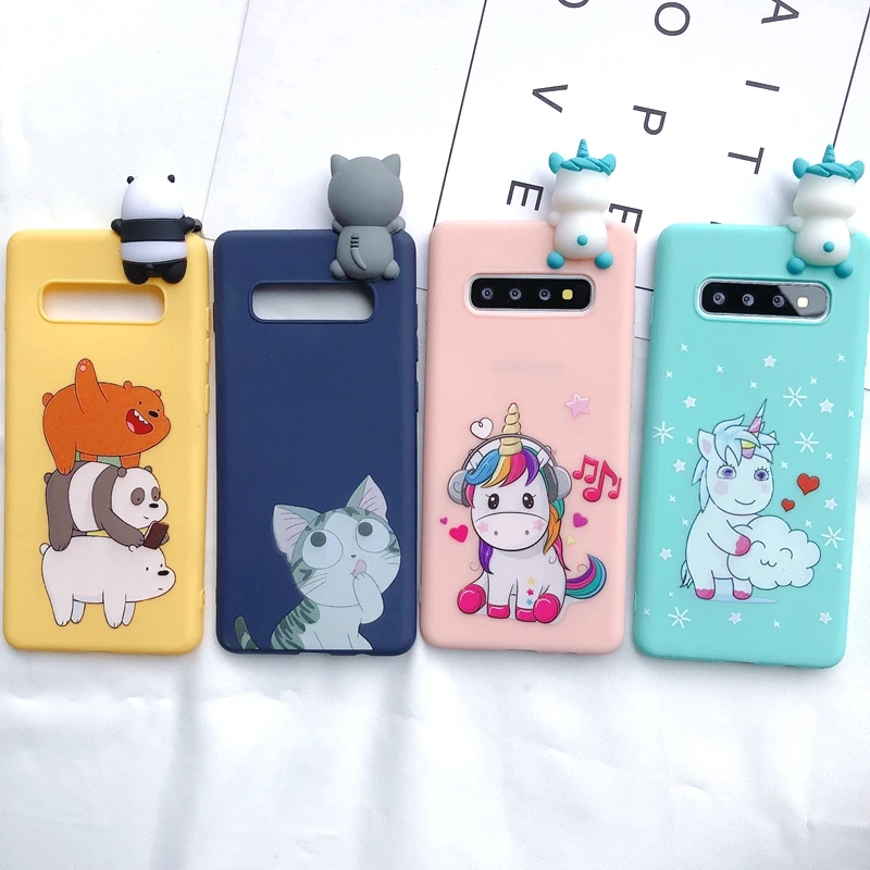 S8 S9 S10 3D чехол для Etui samsung Galaxy S8 S9 S10 Plus чехол Note 8 9 медведь Единорог Kawaii чехол для Coque samsung S7 Edge чехол