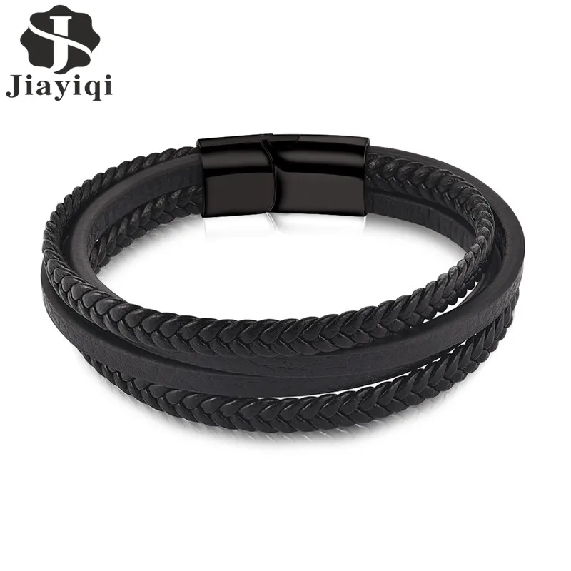 Мужской плетеный браслет из натуральной кожи с магнитной застежкой|bracelet braided|leather
