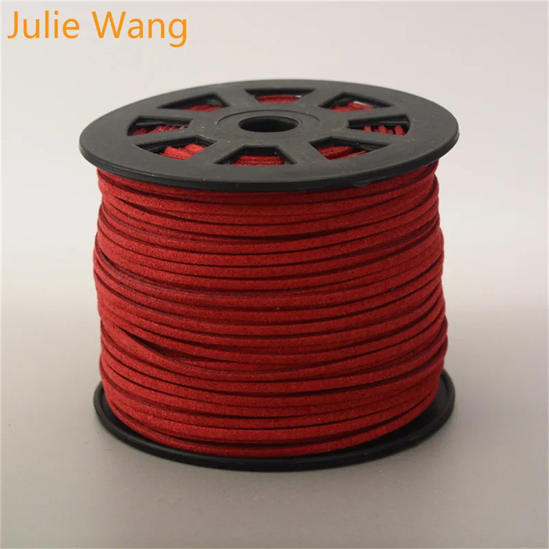 Red Julie Wang, 5 м/упаковка, 2,6 мм, замшевые шнуры для самостоятельного изготовления ожерелья, подвеска, цепочка, веревка, браслет, аксессуары для изготовления ювелирных изделий - Цвет: Red