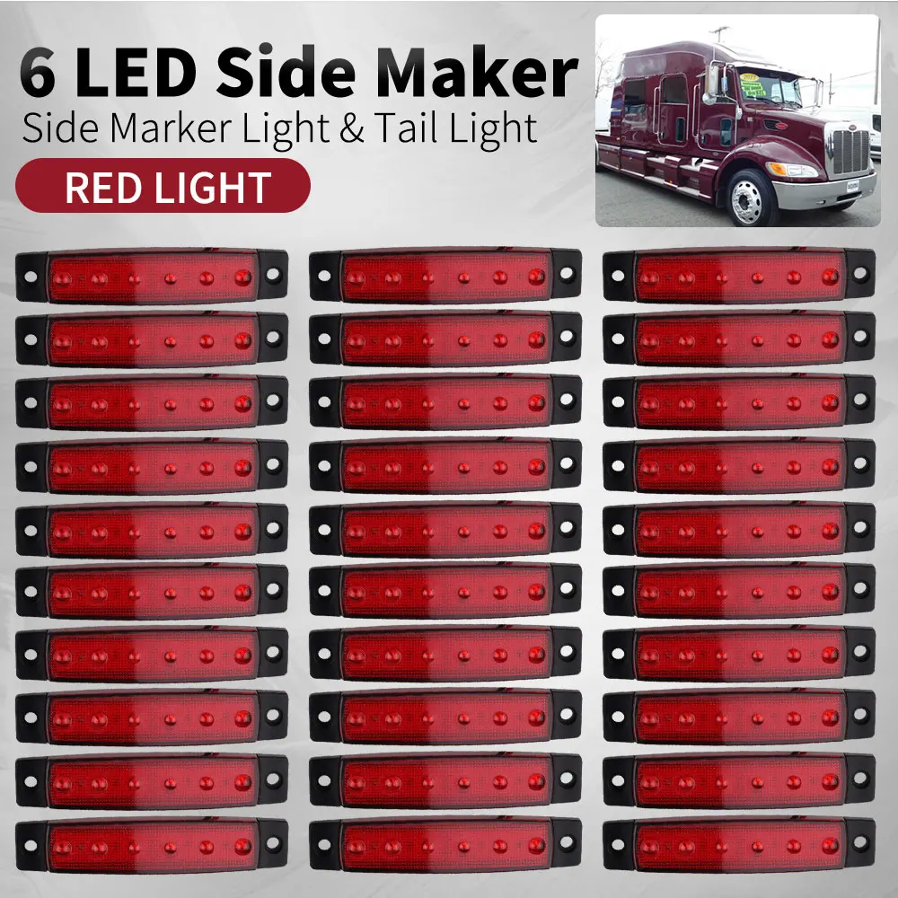 Автомобильный Внешнее освещение 12V/24V 6 SMD светодиодный авто шины Грузовик Боковые