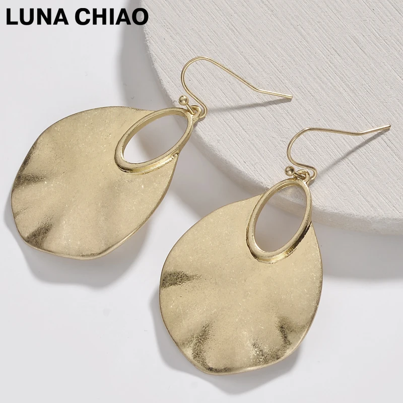 Женские кованые металлические серьги LUNA CHIAO модные поношенные с покрытием из