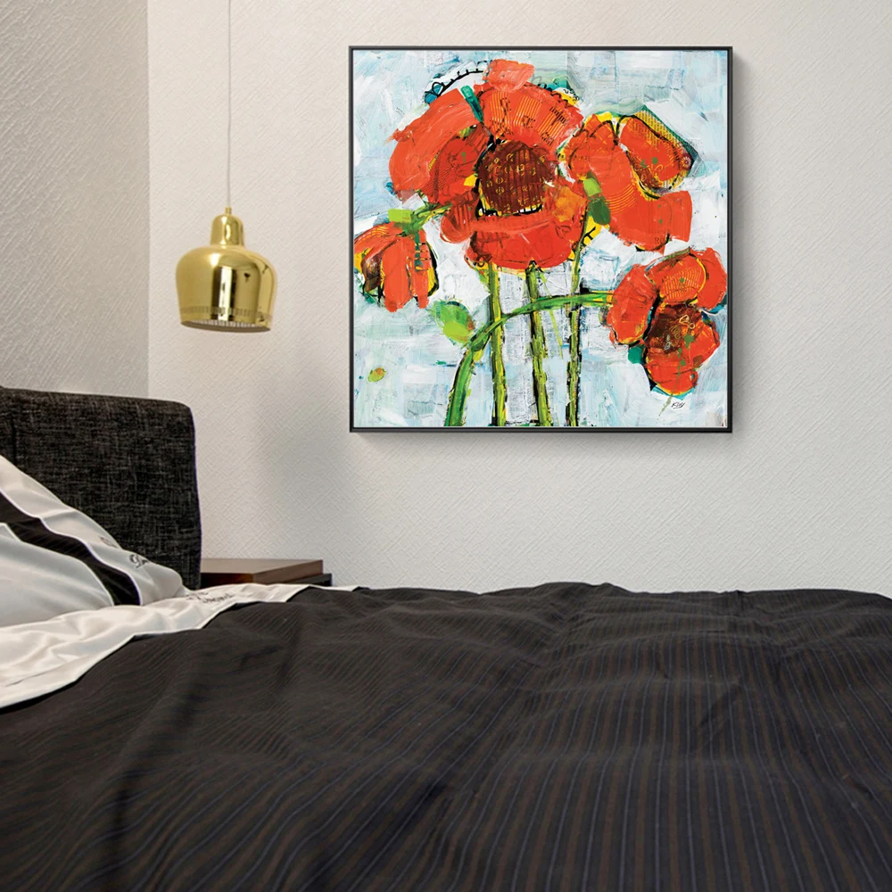 Большой красный абстрактные цветы холст настенные картины Современные плакаты и