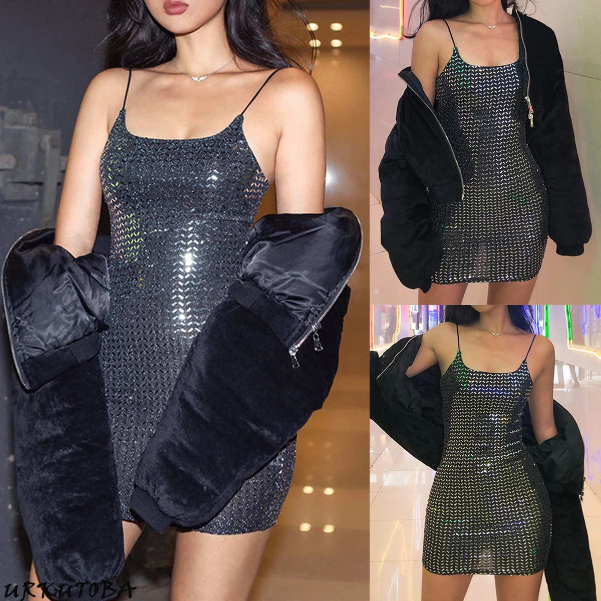 Блестящее женское платье Vestido без рукавов тонкое облегающее платье туника с вырезом лодочкой Клубная одежда Повседневная Платье Карандаш Новое поступление лето
