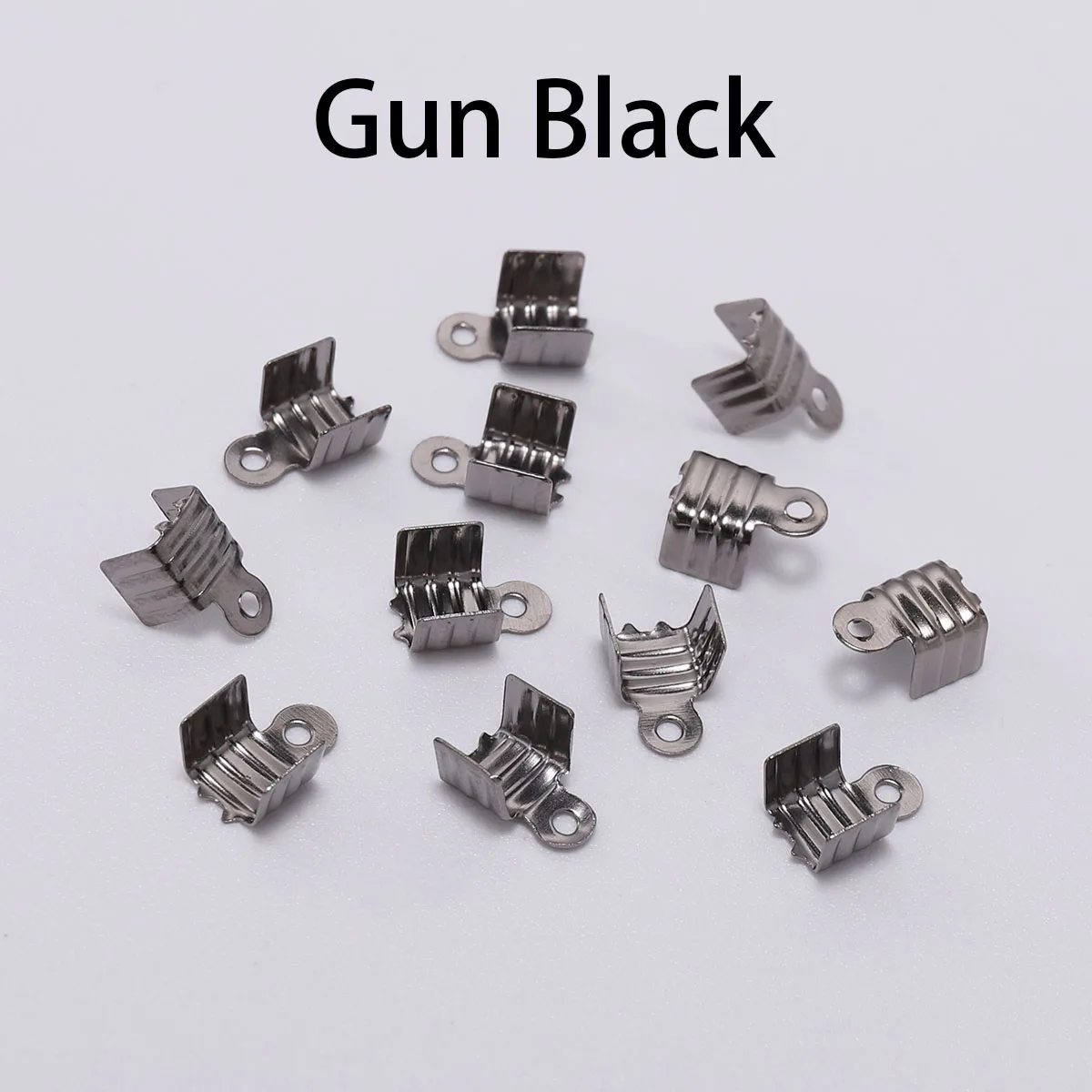 Gun Black 200 шт золотой маленький концевой наконечник для шнура, закручивающаяся на три провода застежка, ОБЖИМНАЯ Пряжка для шнура, разъем для изготовления ювелирных изделий, сделай сам - Цвет: Gun Black