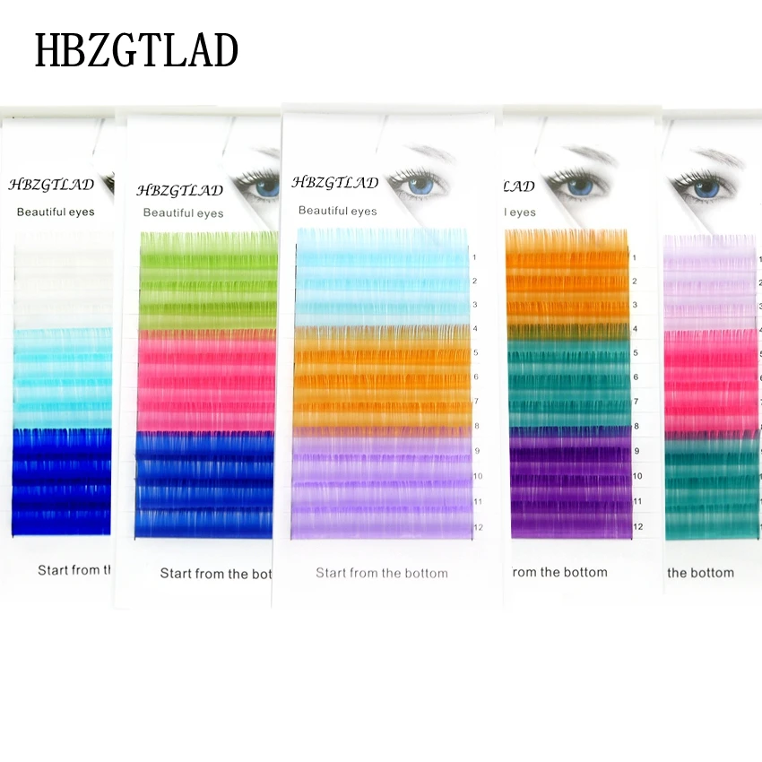 

HBZGTLAD C/D curl 0.07/0.1mm 8-15mm false lashes blue+green+Royal blue eyelash individual colored lashes Faux eyelash extensions