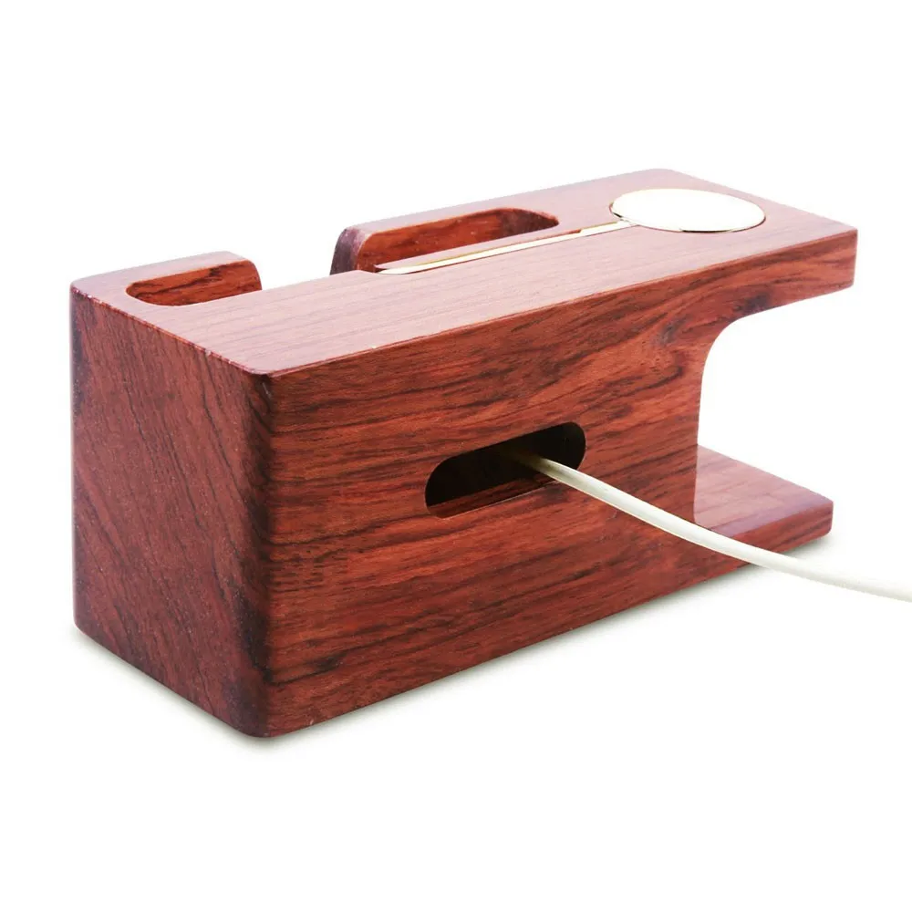 Розово красная деревянная подставка для зарядки док станция держатель iPhone 5 6 7 8 X