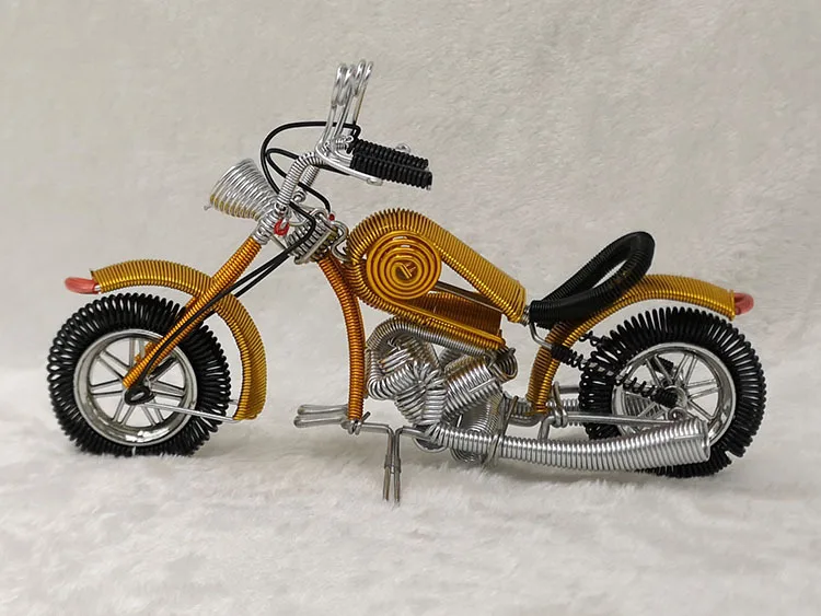 Золотой Горячая Ручная работа Harley мотоцикл алюминиевый провод модель ручной работы искусство и ремесла алюминиевый провод модель украшения больше цветов - Цвет: Золотой