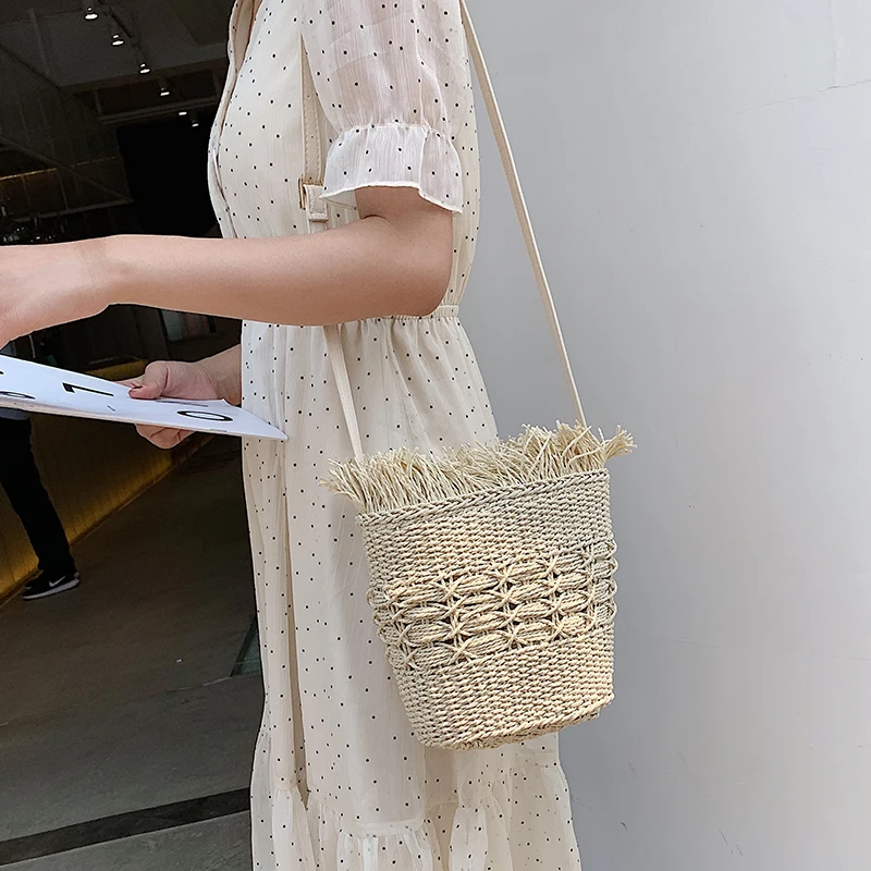 Женская плетеная Сумка на плечо Boho ретро-сумка ручной работы Соломенная пляжная