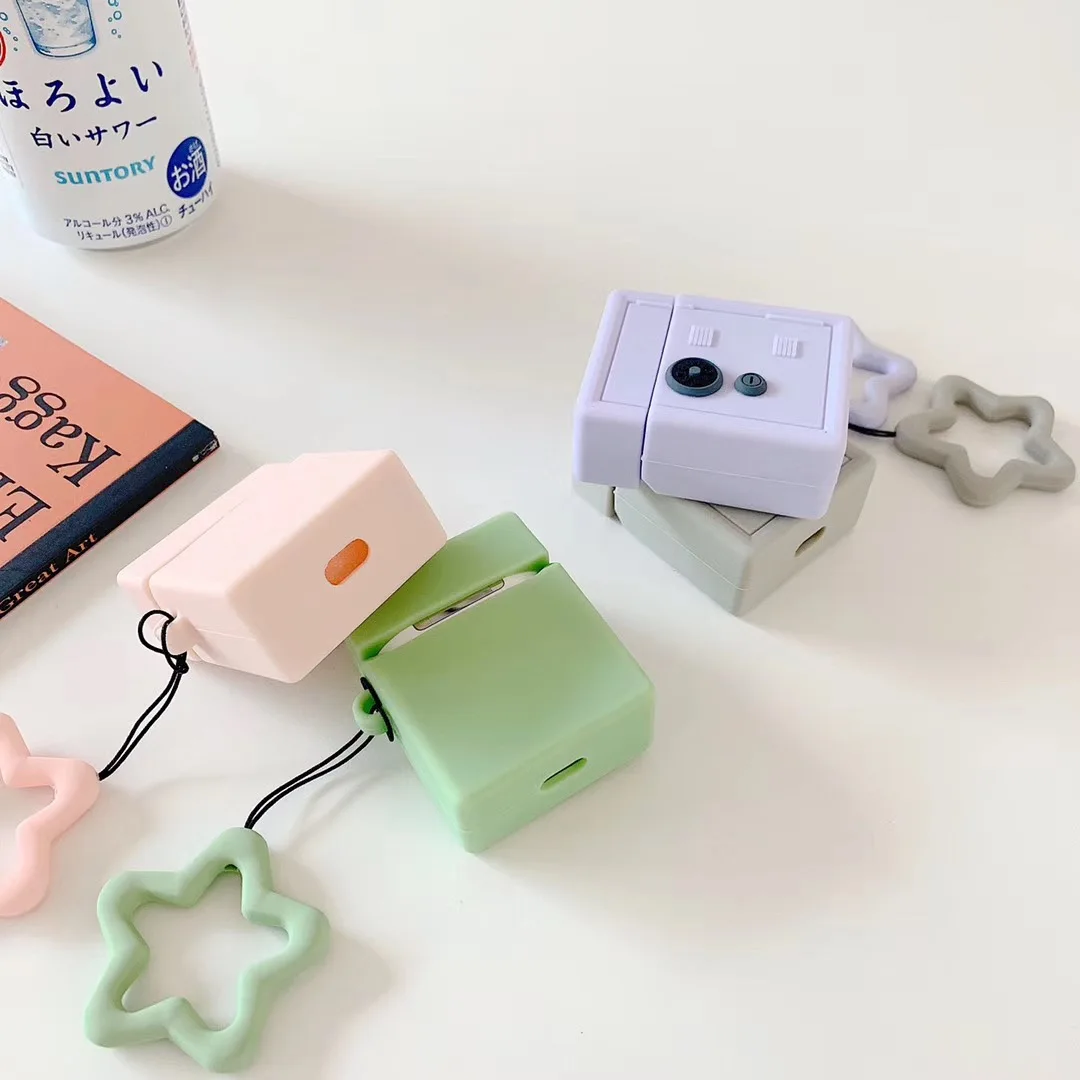Earphone Case For Airpods 2 Case Silicone Bear Cat Pig Cartoon Headphones Cover For Apple Air pods 1 Case For Earpods Key ring