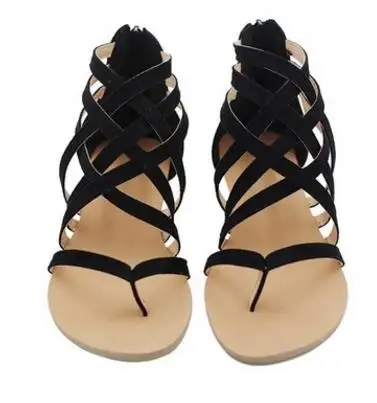 NAN JIU/Обувь для горной погоды женские летние сандалии на плоской подошве, большие размеры 34-43 г. Новая модная повседневная обувь в европейском римском стиле - Цвет: black