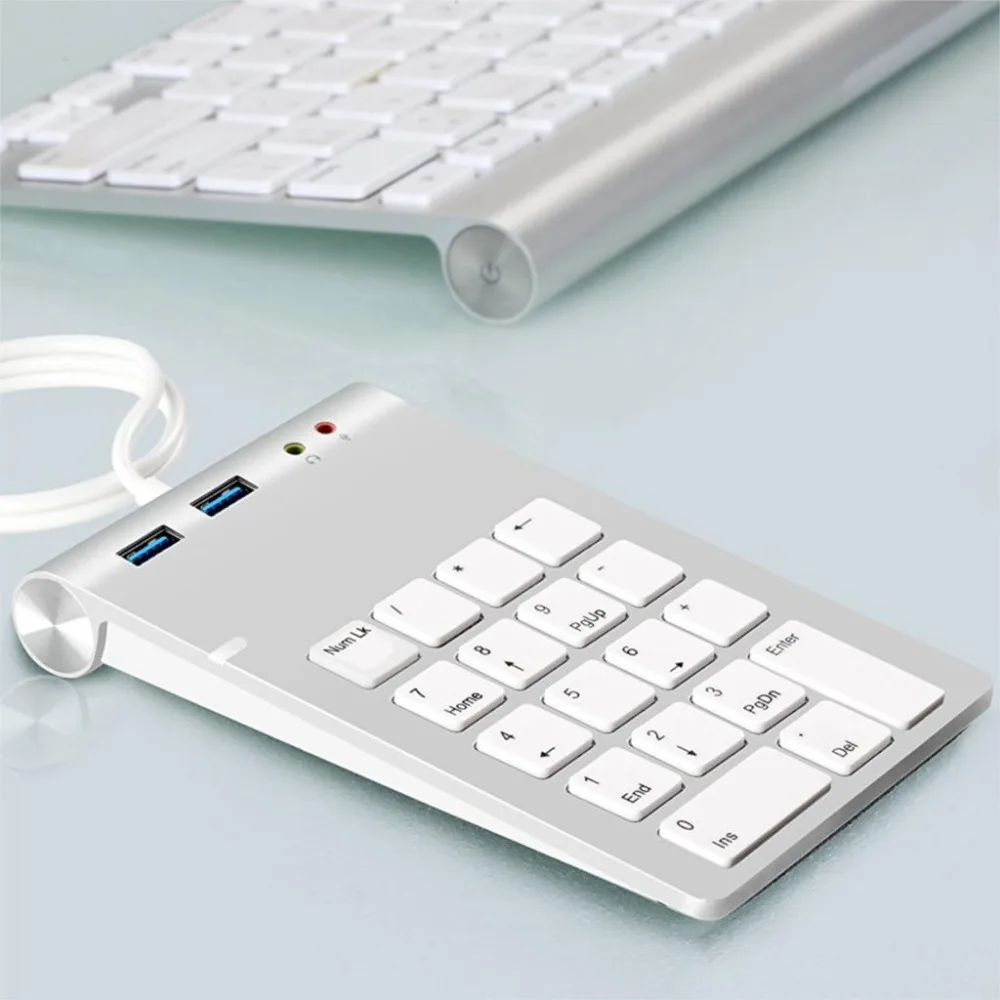 USB цифровая клавиатура с 2 Порты 3.0 хаб 3D Stereo аудио адаптер для