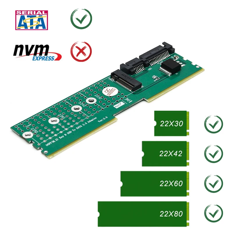 M.2 NGFF B Key SATA Bus SSD для SATA3 M2 адаптер DDR Разъем памяти Расширительная плата Райзер