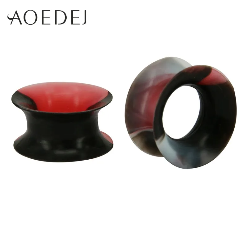 black whit red AOEDEJ 2 шт./лот силиконовые ушные растяжки пробки и тоннели 3-25 мм силиконовые двойные пробки пирсинг Dilataciones ореха пирсинг - Окраска металла: black whit red
