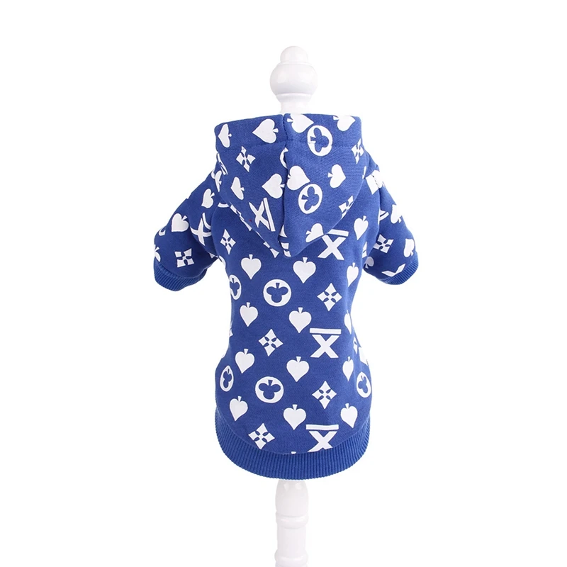 Свитер для собаки одежда собак принт с фруктами Любовь Синий Красный хлопковый