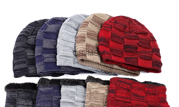 Winter Men's Knitted Cotton Warm and Comfortable New Fashion Women's Universal Ski Mask Hat Scarf Skull Cap for Men Beanies bone
