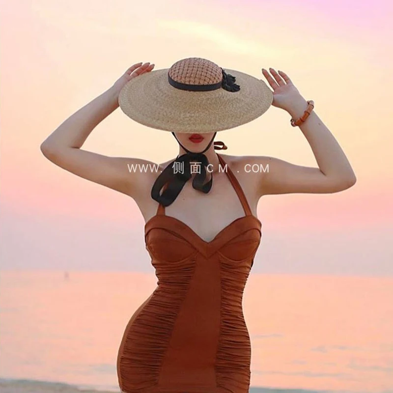 Fashion Street Show Straw Caps , Women's  Large Brim Sun Visor Hat,Mesh 14cm Big Brim Holiday Beach Hap