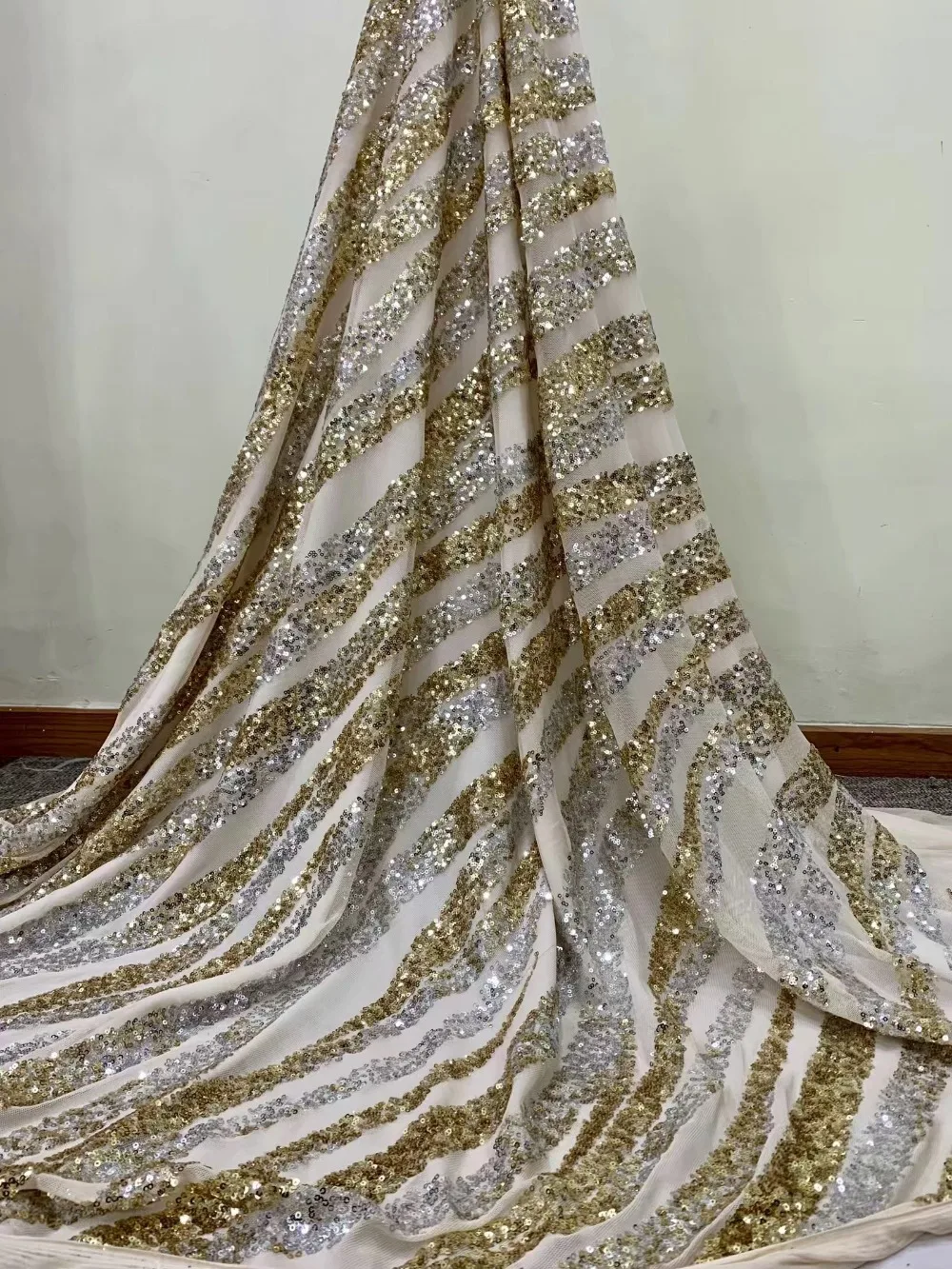 New sequin lace fabric high quality African evening wear Nigerian embroidered mesh | Дом и сад