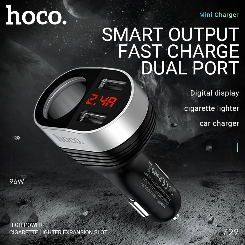 Hoco двойной usb прикуриватель порт адаптер сплиттер 12 В 24 Автомобильное зарядное