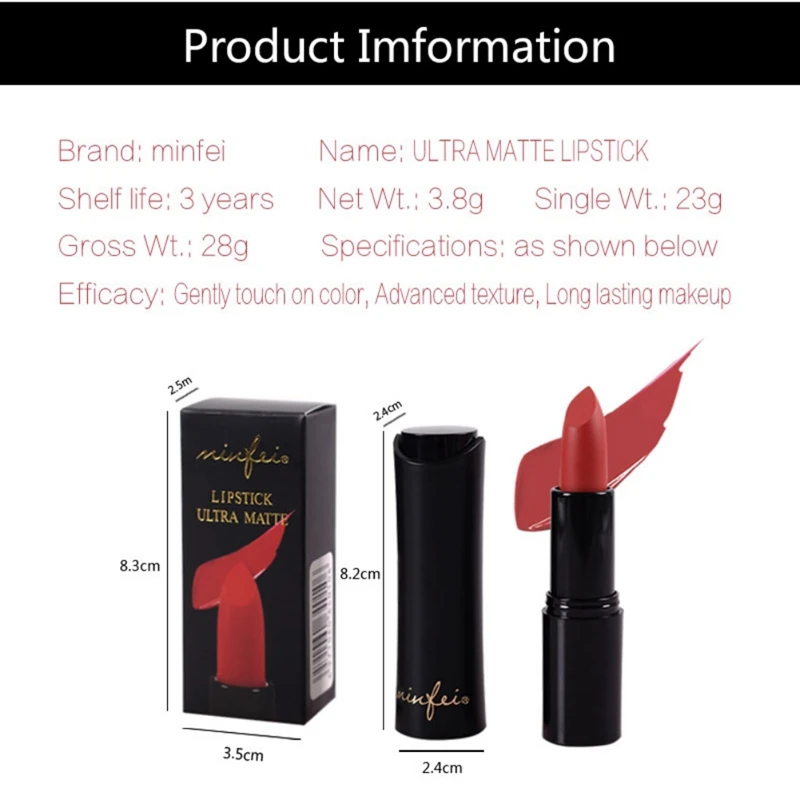 Matte Pressed Reddish Brown Bean Paste Lipstick Velvet Not Faded Natural Lasting Easy To Apply Good Use |