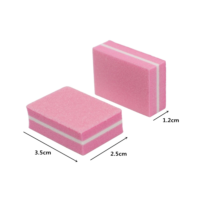 

50Pcs Mini Pink Nail File Buffer Sponge lime a ongle professionel 100/180 Grit 2 Side Manicure Tool Sandpaper small cube Design