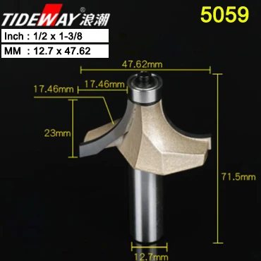 5059 Tideway круглые фрезы для деревообработки инструмент 2 Флейта концевая фреза с подшипником Фрезерный резак угловой круглый над бит - Длина режущей кромки: 5059