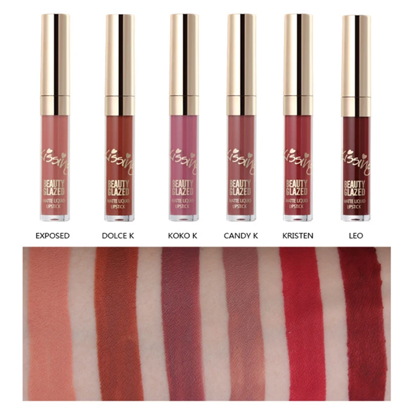 Матовый жидкий блеск для губ Beauty Glazed 6 шт./компл. длинный бриллиант макияжа набор