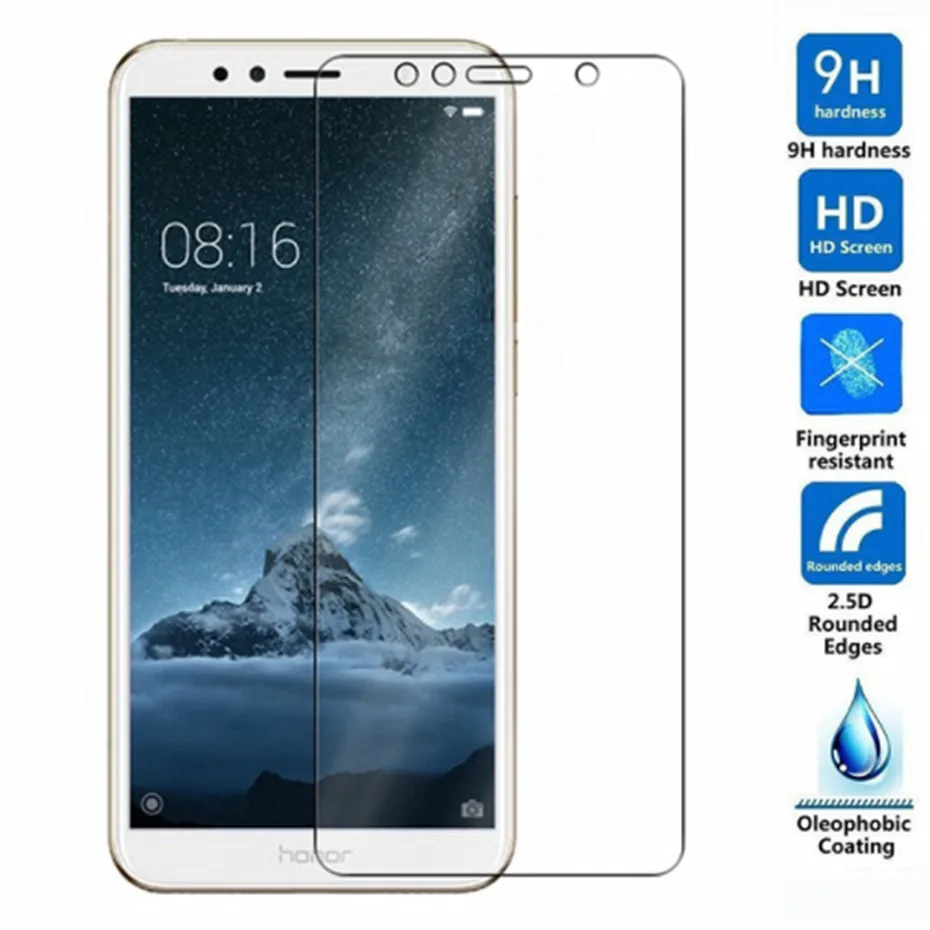 2 шт. защита для экрана huawei y7 y6 y5 prime 2018 премиум класса закаленное стекло y9 y3 2017