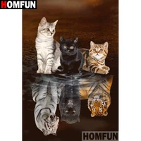 homfun full squareround drill 5d diy diamond painting animal cat tiger embroidery cross stitch 3d home decor gift a18380