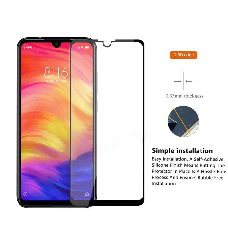Для Xiaomi redmi note 7 полное покрытие защитный стеклянный чехол Защита для экрана