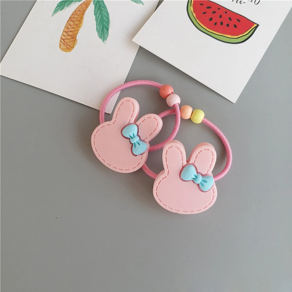 2pc/lot Little Girls' Flower Bow Hair Ties Crown Rabbit Bear Patternr Resin Plastic Band Rope Head Decoration HT065 | Детская одежда