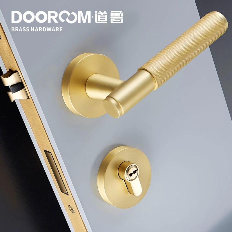 Dooroom латунный дверной замок, набор, изысканный крестообразный накат, Европейский, американский, современный, деревянный, для интерьера, дверной замок, манекен, раздельная ручка, ручка