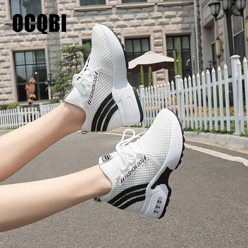 Сезон весна-лето сетчатые дышащие кроссовки с перекрестной шнуровкой Женская