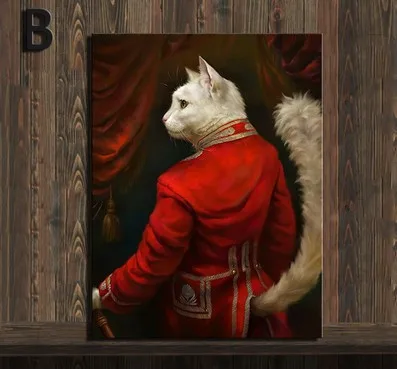 Винтажный стиль украшение дома картина с рисунком животных Cardinal Cat плакаты-портреты Hd Печать скандинавские настенные картины для спальни - Цвет: No Frame 2