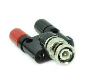 

20pcs/lot Super Power Supply BNC Male to 2 Dual 4mm Banana Binding Posts female Plug Jack RF Coax Coaxial Connector Adapter