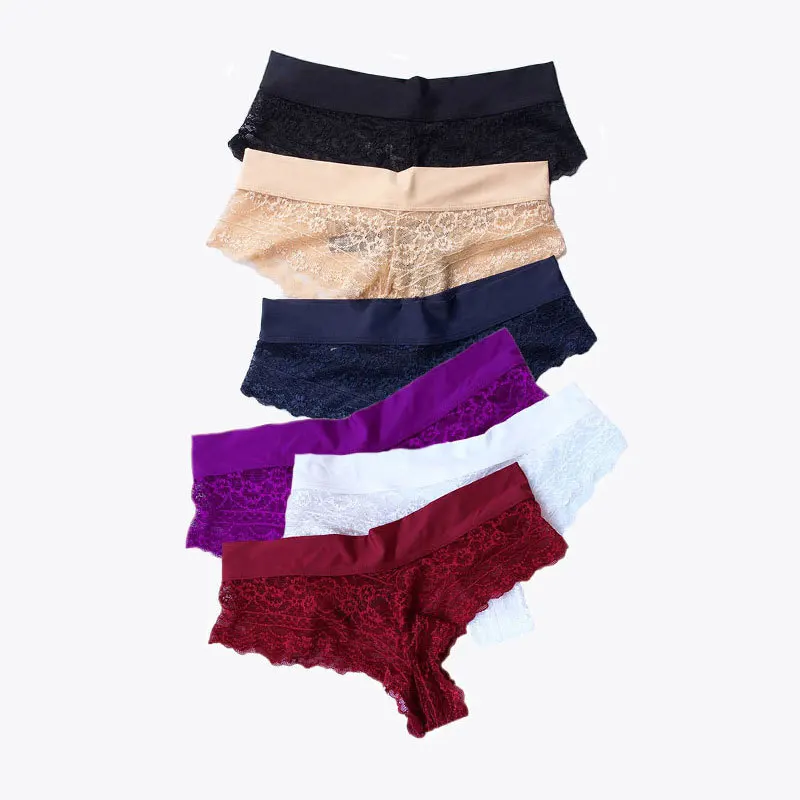 6 шт./лот мягкие женские кружевные трусы бесшовные стринги нижнее белье для