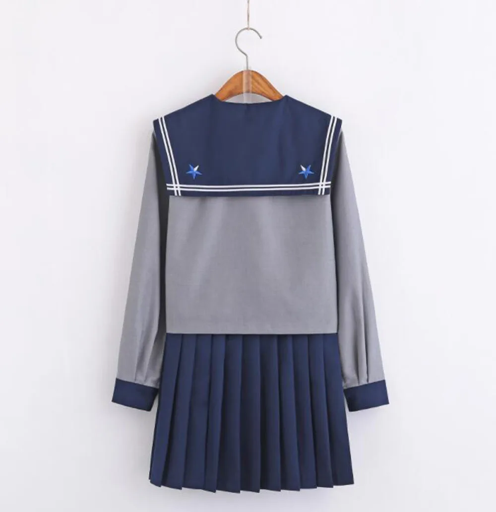 Sailor Suit Japanese School Student Girl Cosplay Costume Long Sleeve Pleated Skirt | Тематическая одежда и униформа
