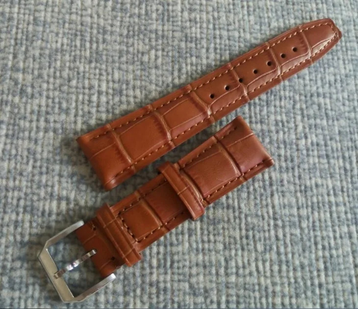 

22mm 100% Genuine leather brown watch strap with 316L Stainless steel Pin buckle 2017 new fashion 017a