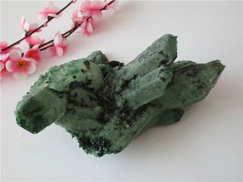 Unique Natural Green Crystal Cluster Skeletal Quartz Point Wand Mineral Healing Druse Vug Specimen Stone | Дом и сад