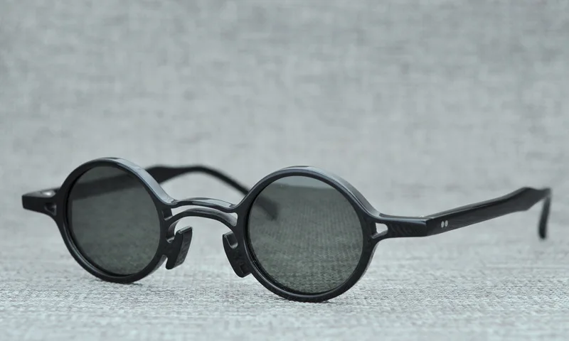 Черный LKK UNISEX Vintage Small Round Sunglasses Small round frame men sunglasses Designer Vintage Round Frame Sun Glasses - Цвет линз: Черный