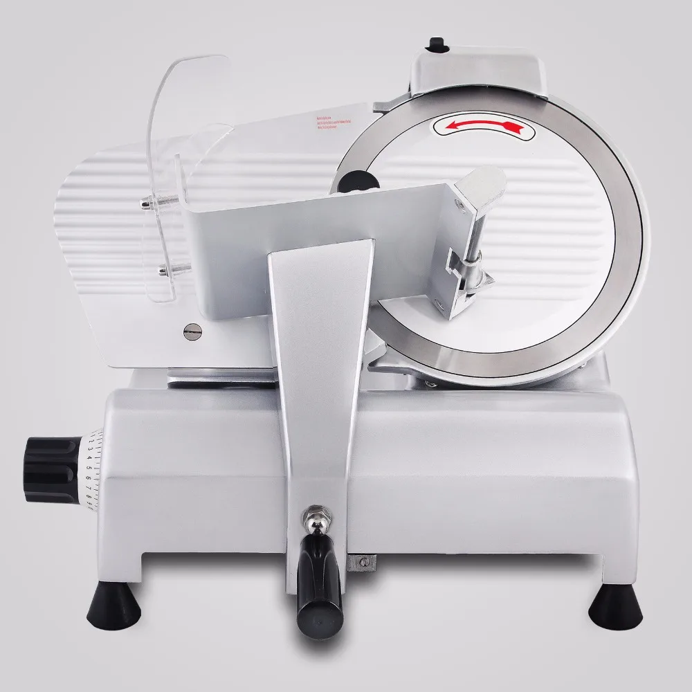 

Professional Stainless Steel Electric Food Slicer Butcher Equipment Meat Cheese Deli Chopper 10-inch Disc Blade 240 Watts 530rpm