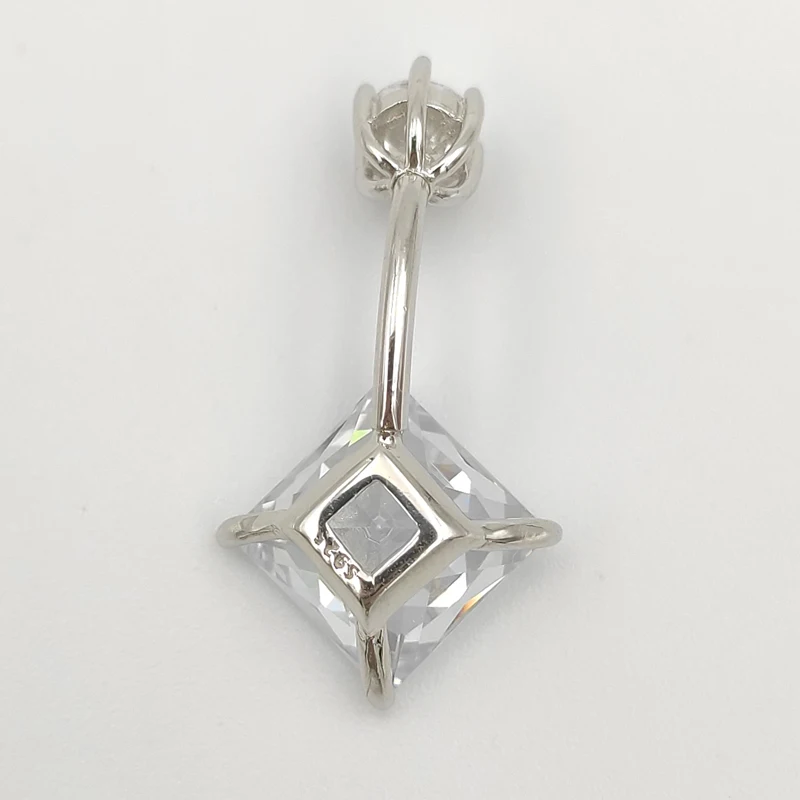 925 sterling silver square cubic zircon belly ring fashion piercing jewelry With Gift Box | Украшения и аксессуары