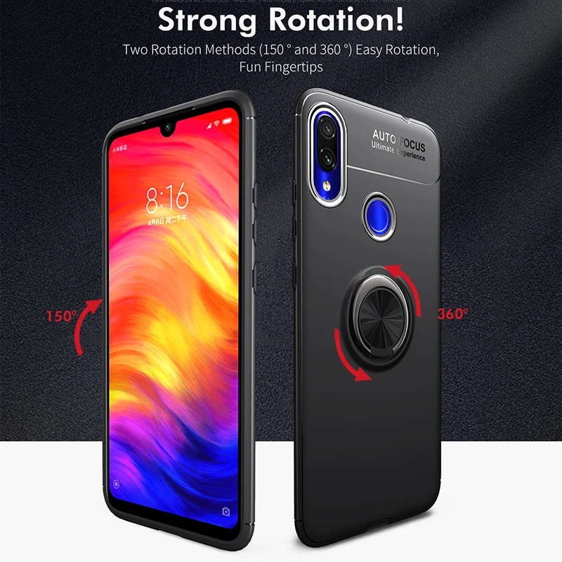 Чехол для Xiaomi Redmi Note 7 с подставкой и кольцом на палец чехол Pro силиконовый чехлы