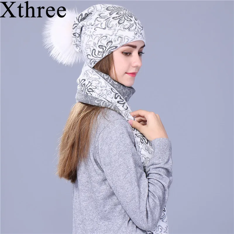 Xthree зимний шарф в китайском стиле шапка набор толстая двухслойная теплая