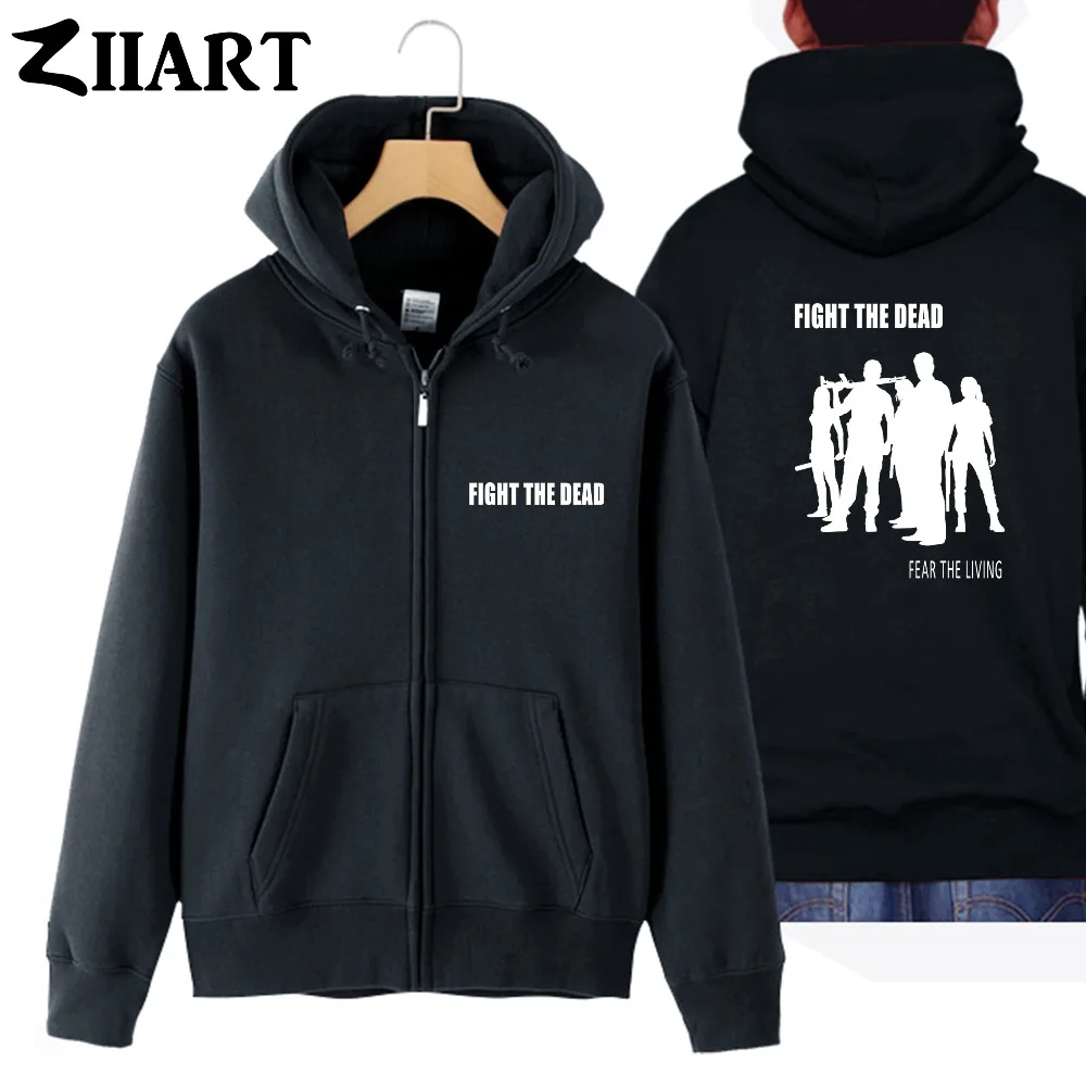 

the walking dead FIGHT THE DEAD FEAR THE LIVING couple clothes boy man male cotton full zip hooded Coats Jackets